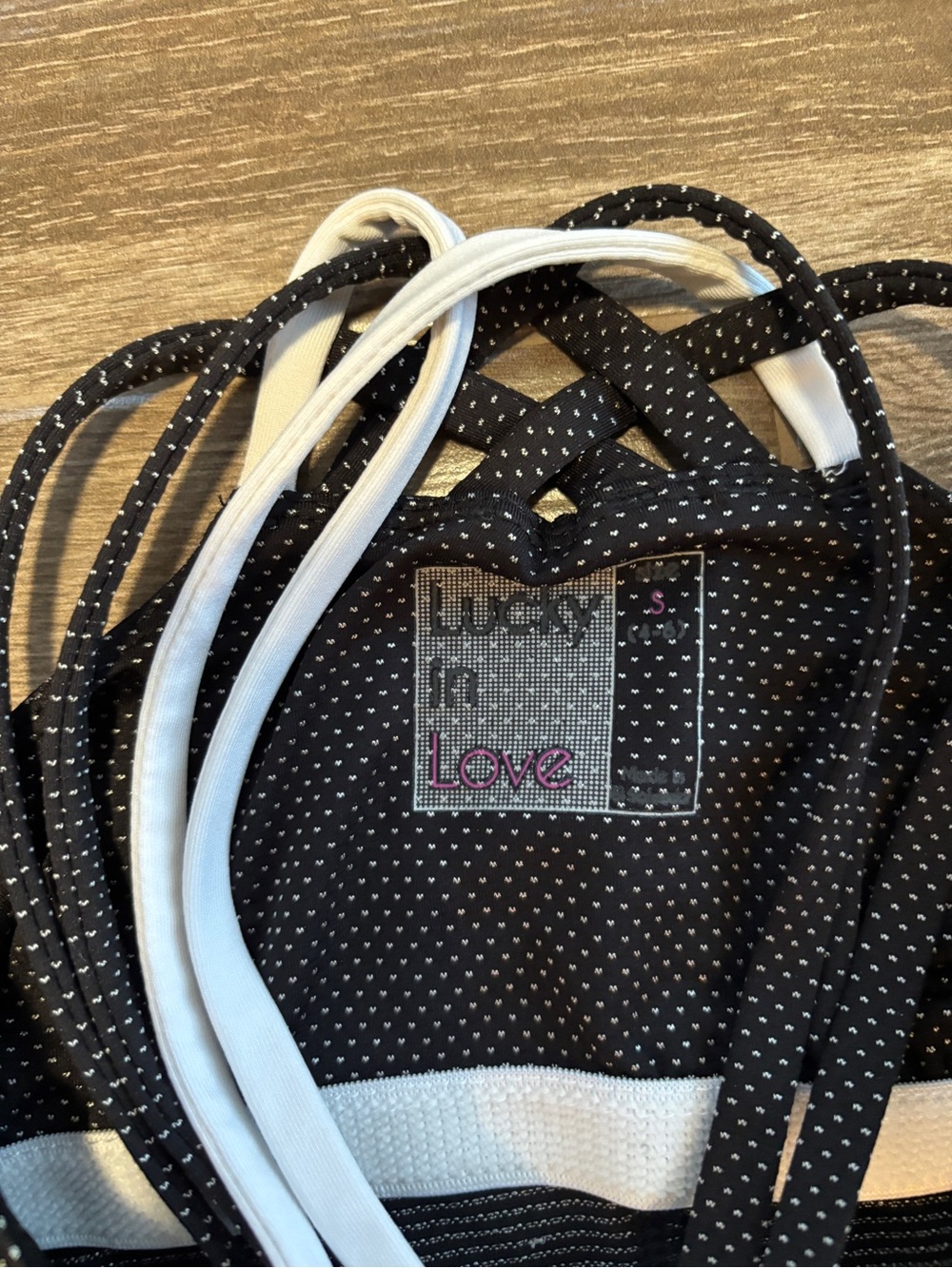 Lucky in Love White Sz S Activewear Set RUFFLED Bottom & Polka Dot Tank Tennis - Picture 6 of 10